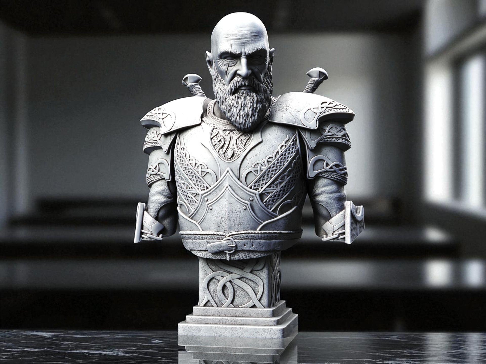 Kratos Büstü – Tanrıların Savaşçısı 3D Figür 