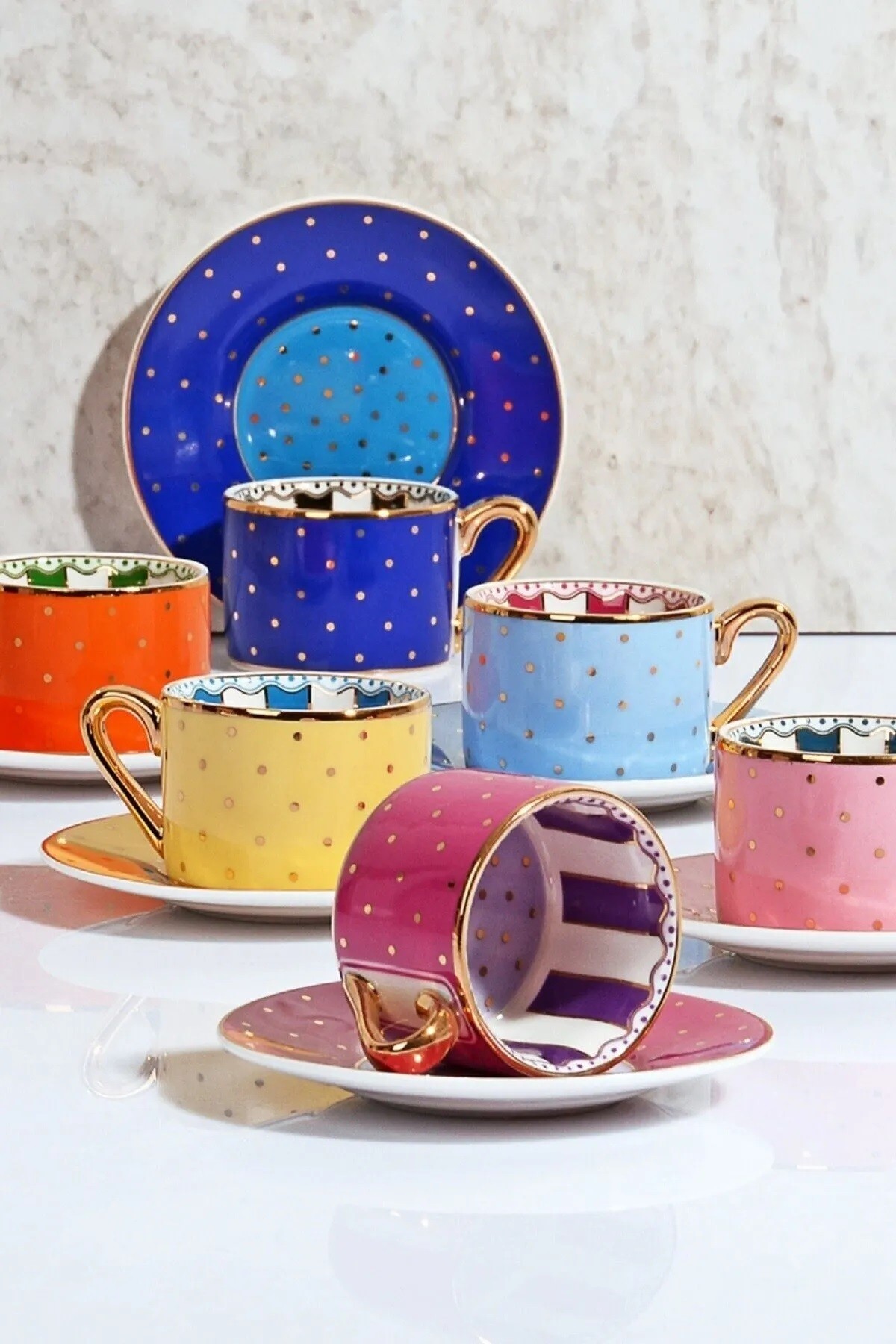 Kahve Fincan Takımı Elite (renkli-noktalı)