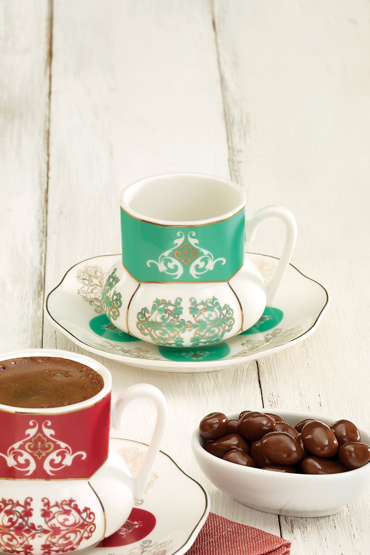 Vuslat Yeşil 6 Kişilik Kahve Fincan Takımı 85 Ml