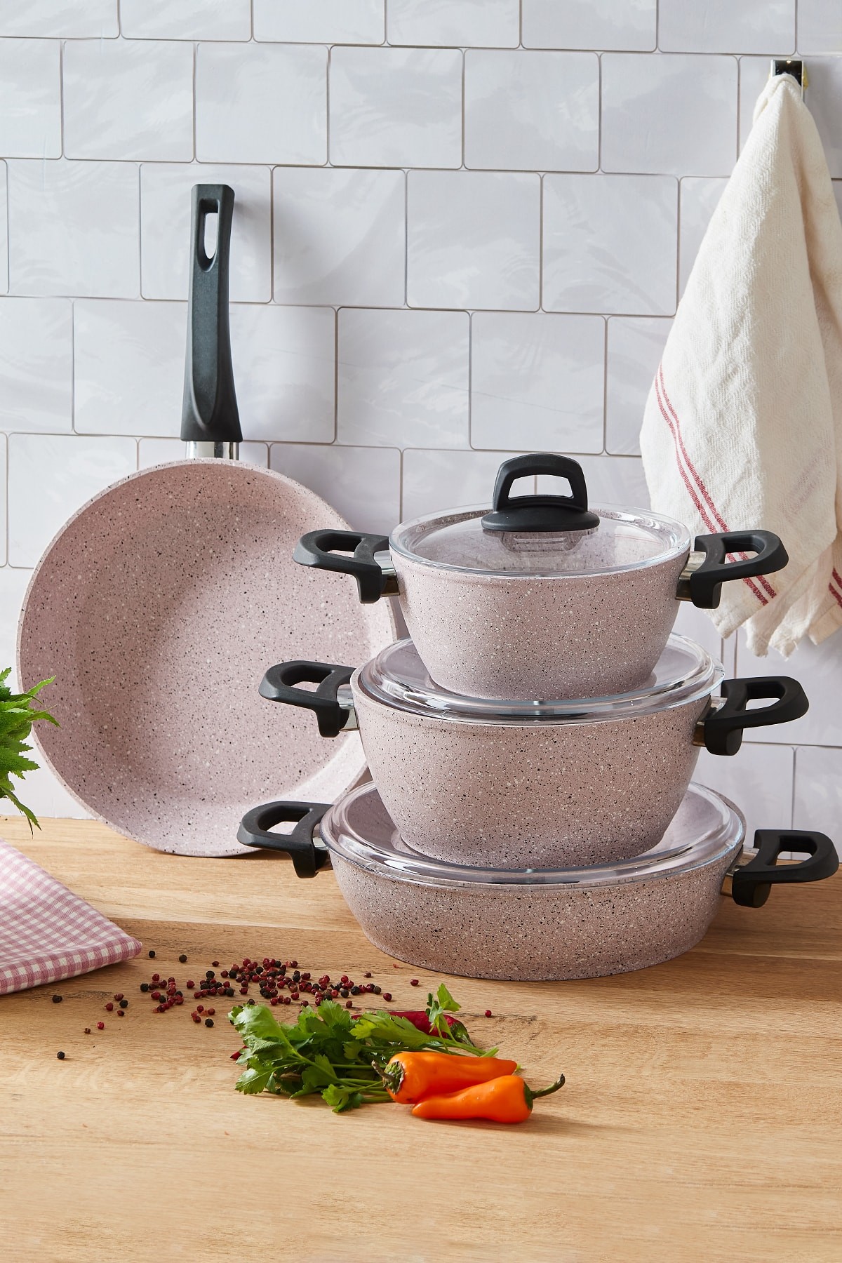 Oasis-s Lavander 7 Parça Granit Tencere Seti