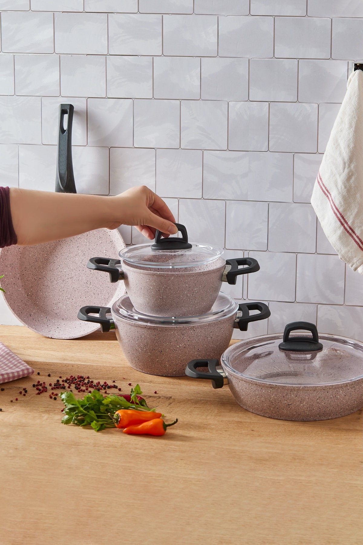 Oasis-s Lavander 7 Parça Granit Tencere Seti