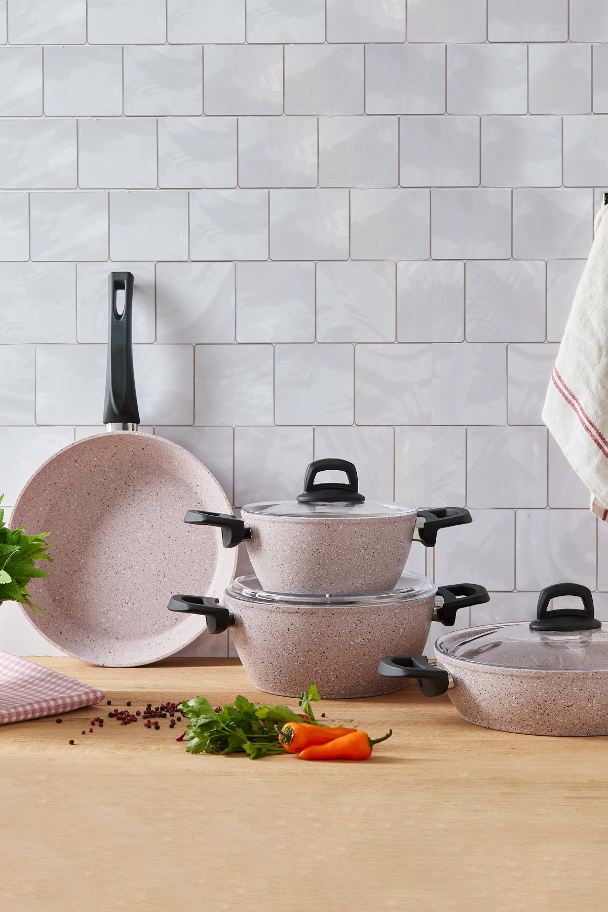 Oasis-s Lavander 7 Parça Granit Tencere Seti