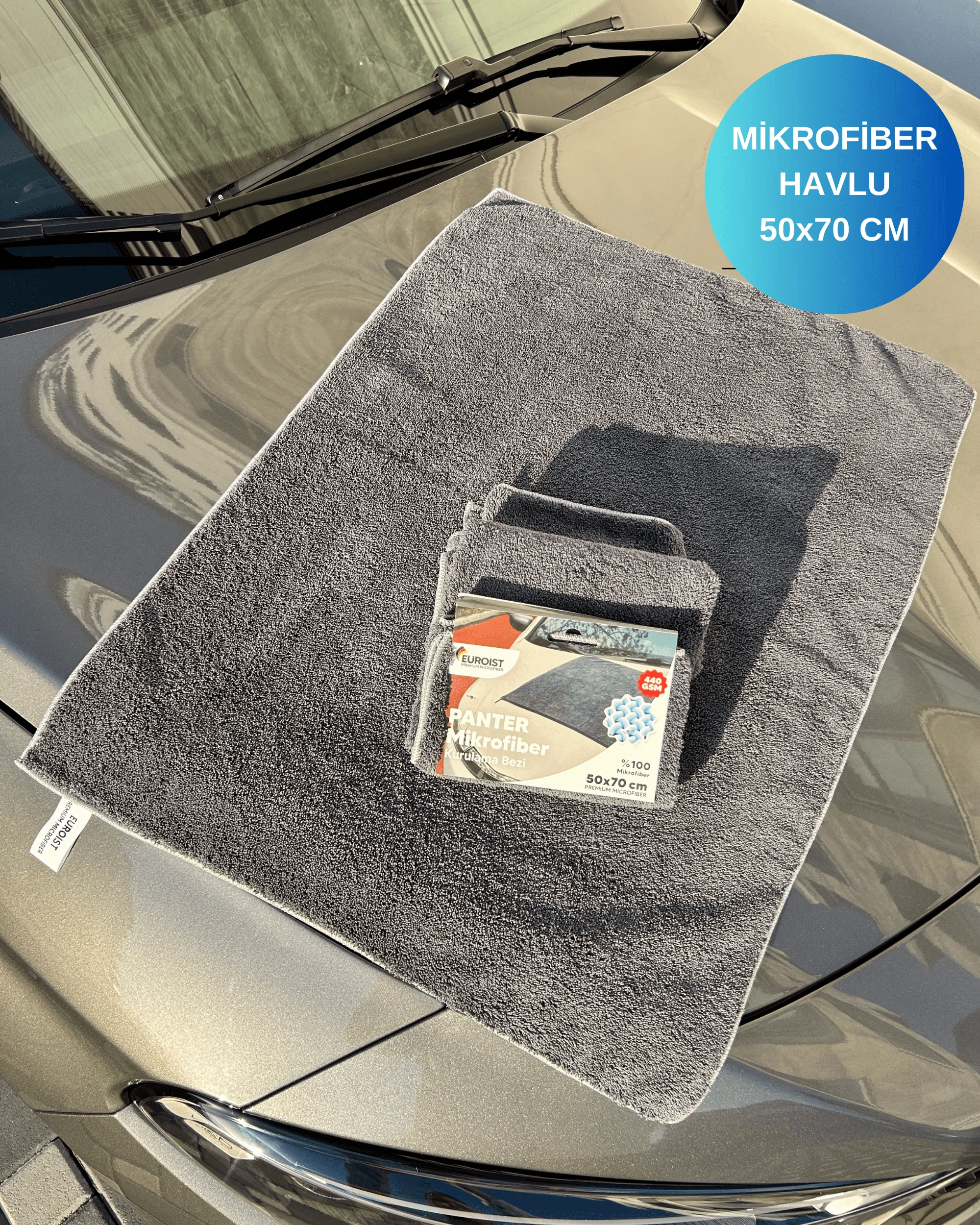  Mikrofiber Araba Kurulama Bezi – Oto Kurulama Havlusu, 440 GSM, 70x50 CM (1 ADET)