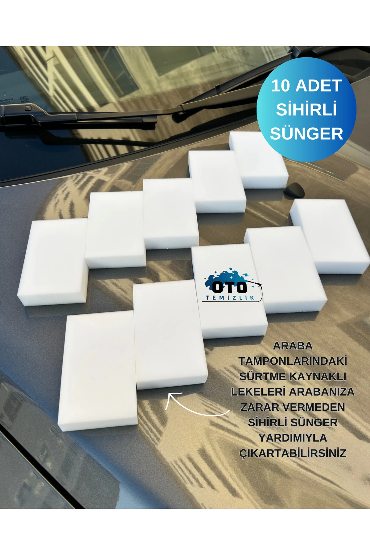 Sihirli Temizlik Süngeri, Sihirli Sünger (10 ADET) - 10x6x2 Cm