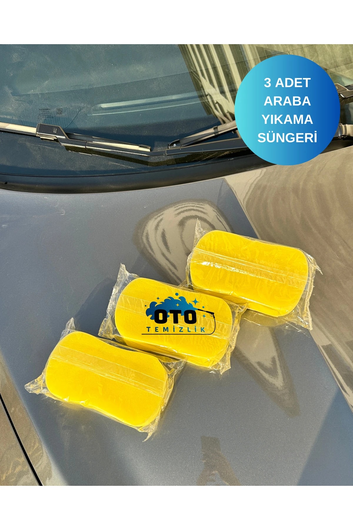 Oto Yıkama Süngeri,  Araba Köpürtme Süngeri, Yumuşak Oto Süngeri, Araba Temizleme Süngeri (3 Adet)
