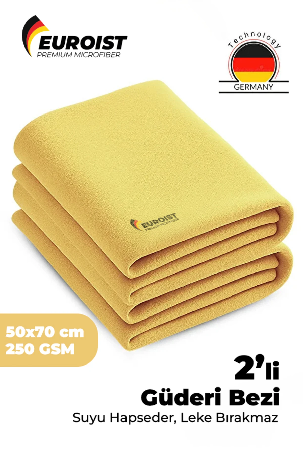 Mikrofiber Güderi Bez 2 ADET | Araç Araba Oto Kurulama ve Cam Temizlik Bezi | 50 x 70 cm