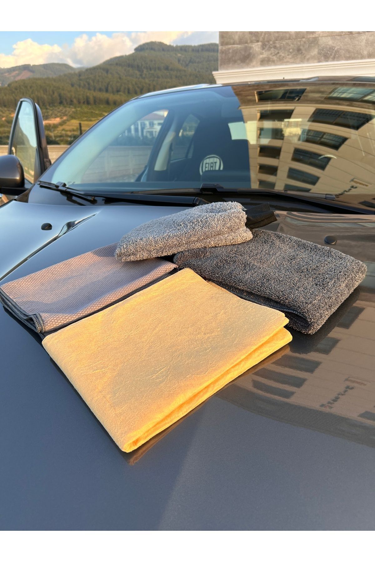 Mikrofiber Oto Yıkama Paketi Araç Kurulama Havlusu, Cam Bezi, Araba Yıkama Eldiveni, Güderi Bezi