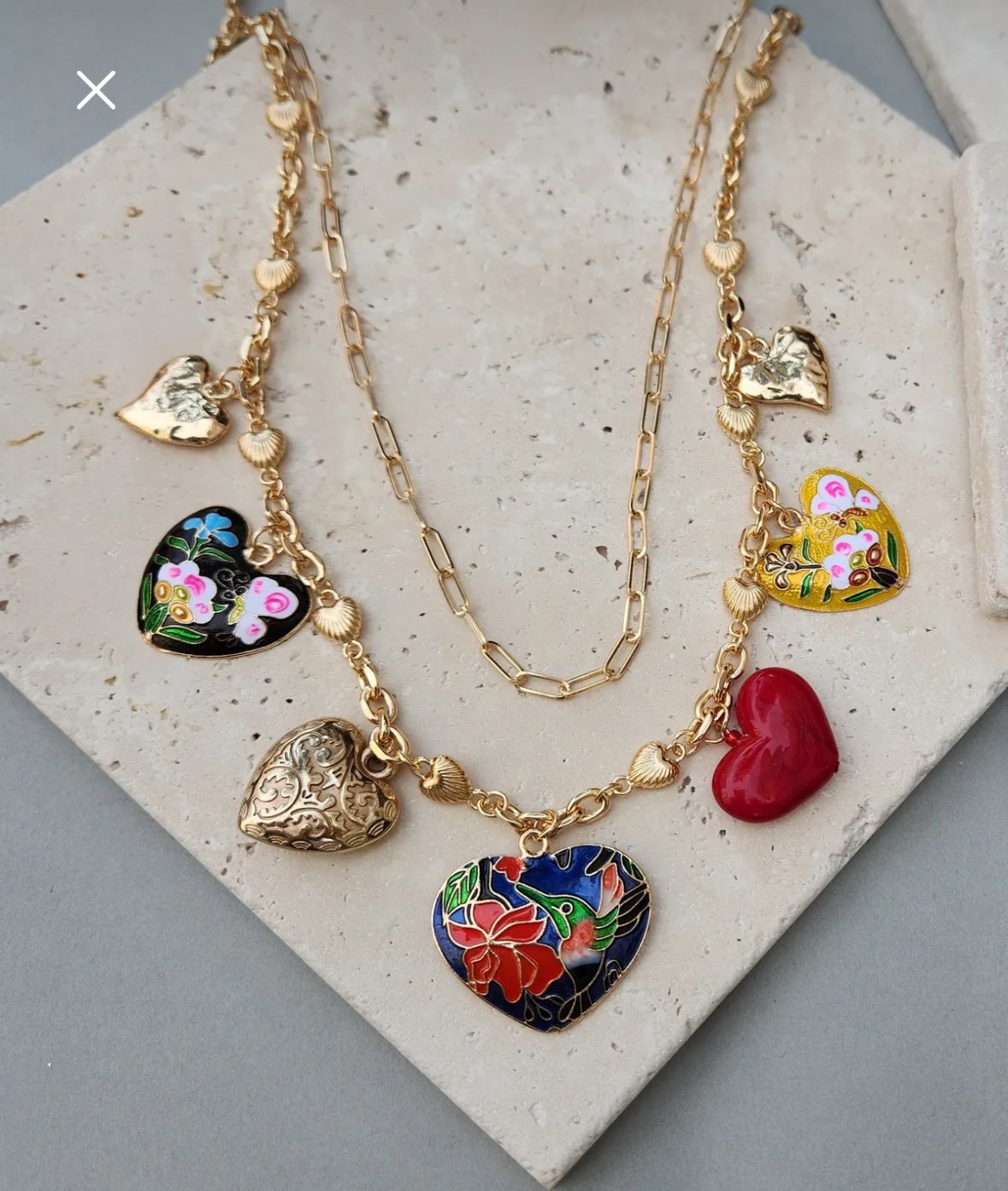 ZARA RENKLİ KALP KOLYE