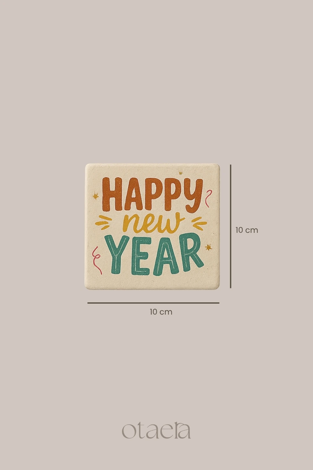 Yılbaşı Temalı Traverten Bardak Altlığı Seti (4’lü) – Doğal Taş Üzeri Dijital Baskı