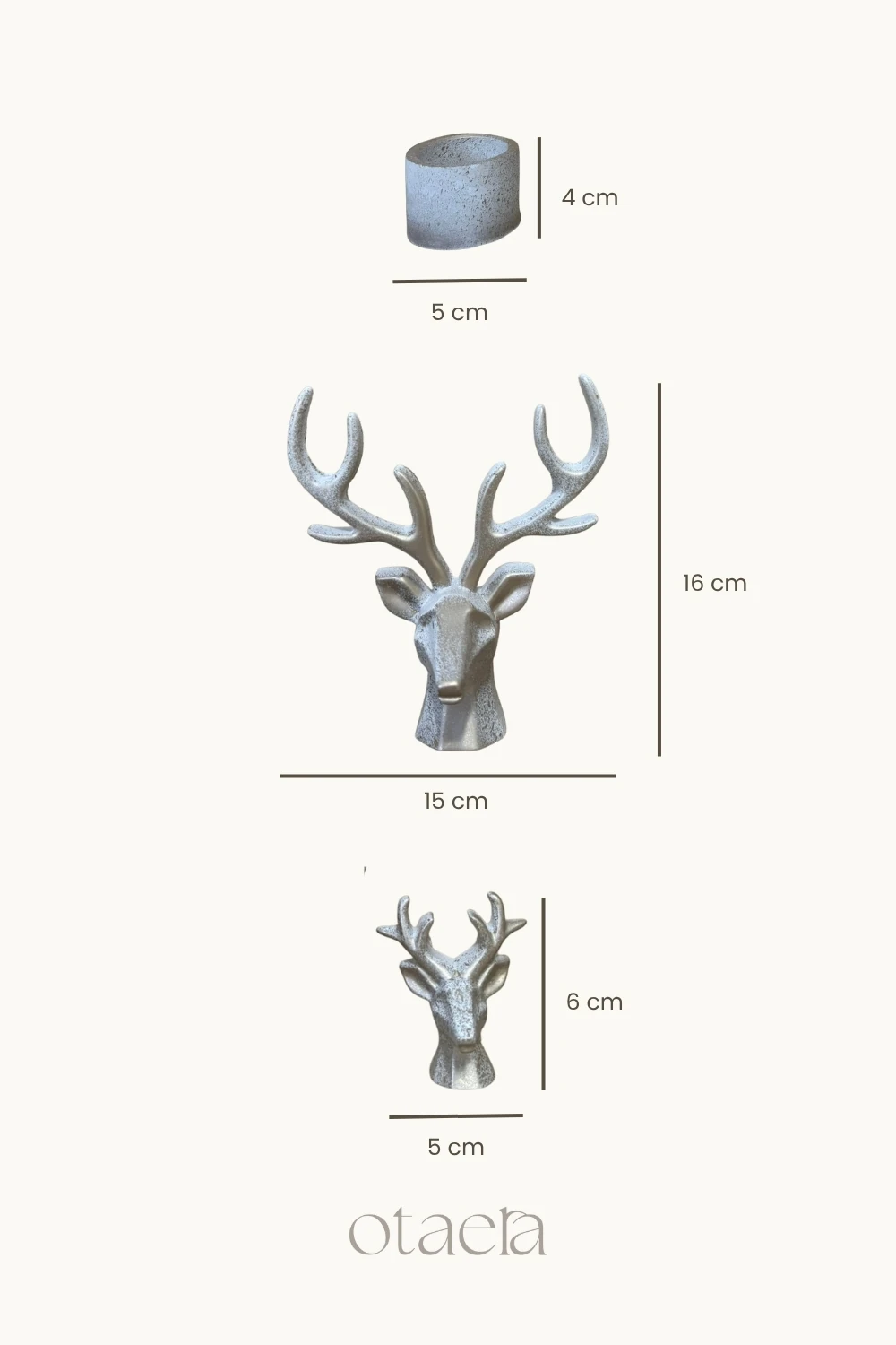 Yılbaşı Gold Geyik Obje Seti (4’lü) – Geyik Figürleri & Tealight Mumluk, El Boyama