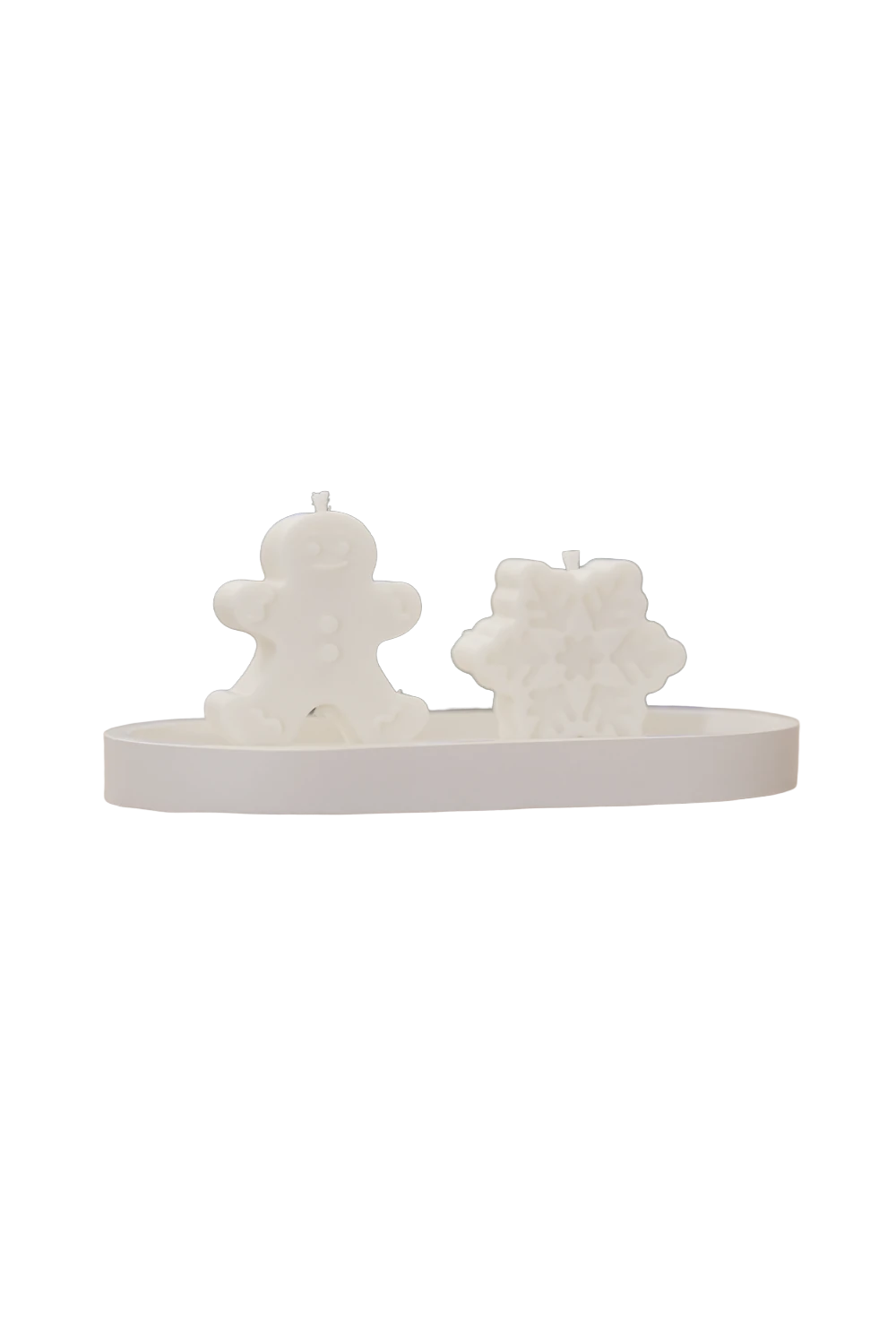 Amber Kokulu Cookie & Kar Tanesi Mum Seti 2'li – Oval Tabaklı