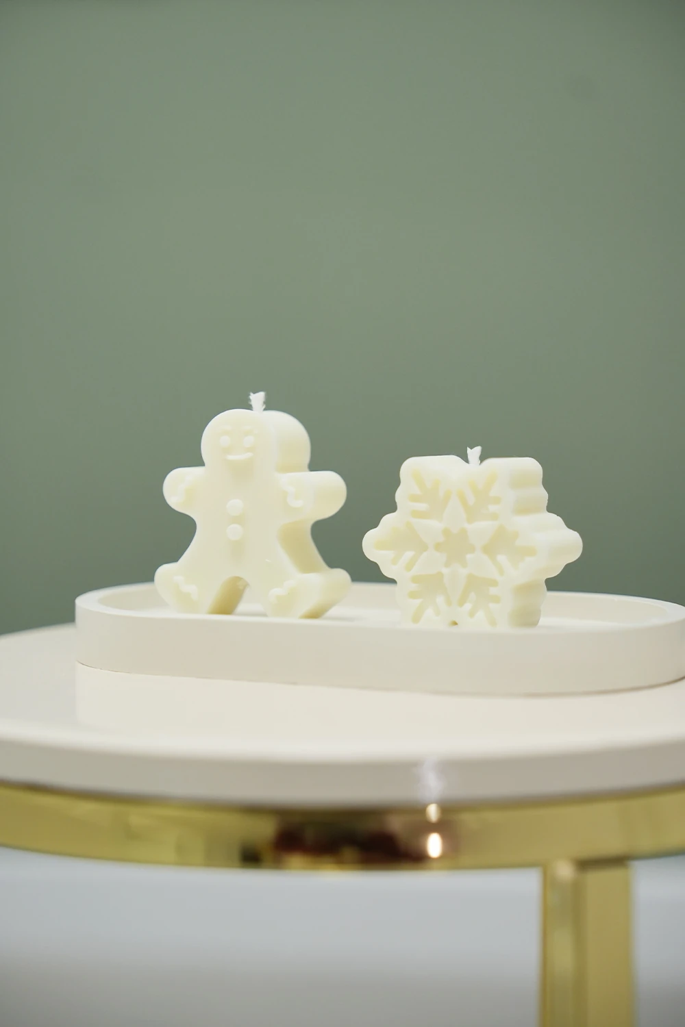 Amber Kokulu Cookie & Kar Tanesi Mum Seti 2'li – Oval Tabaklı