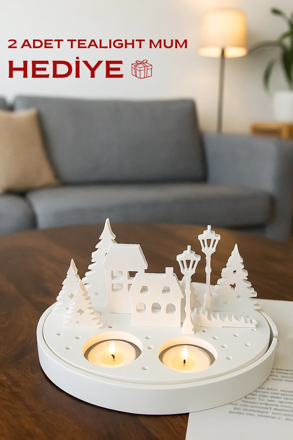 Yılbaşı Temalı Tealight Mumluk