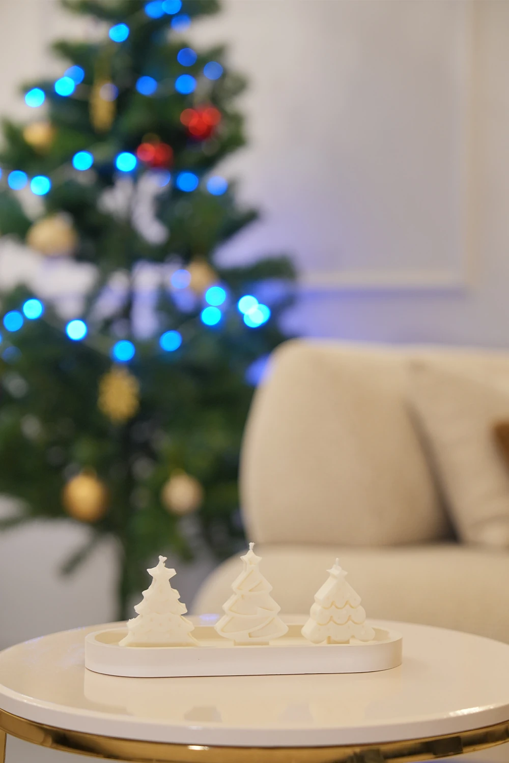 Amber Kokulu 3’lü Çam Ağacı Mum Seti – Oval Tabaklı