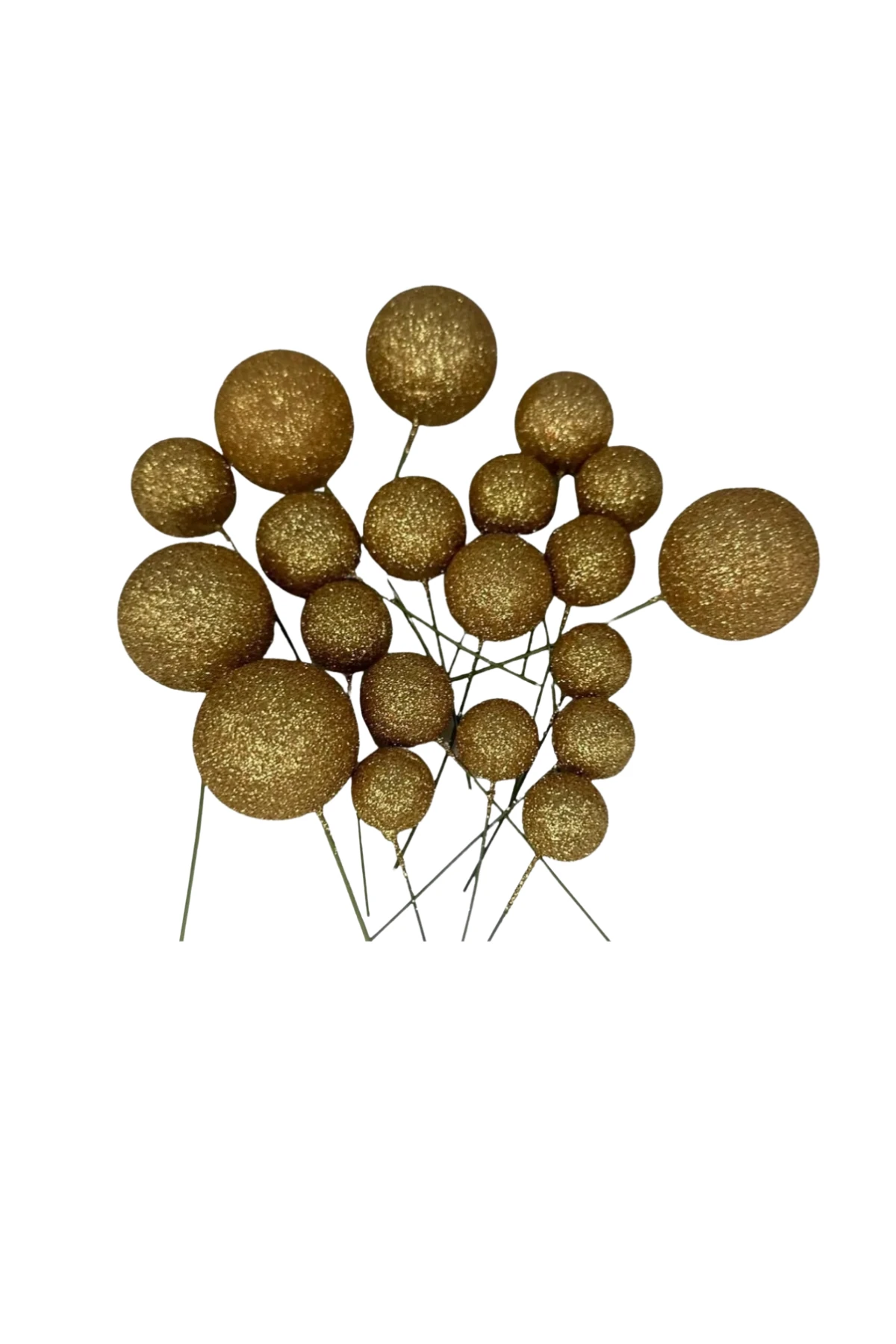 Pasta Üstü Top Süs Simli Altın Renk 20 Adet