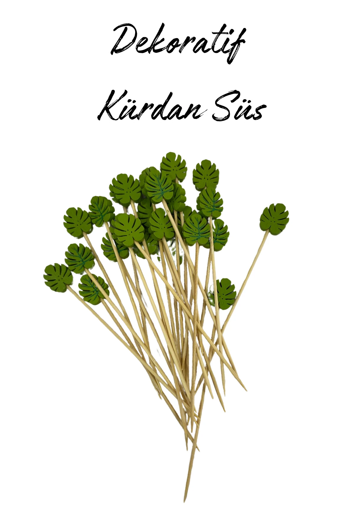 Dekoratif Bambu Kürdan Süs 25 Adet [Egzotik Yaprak]