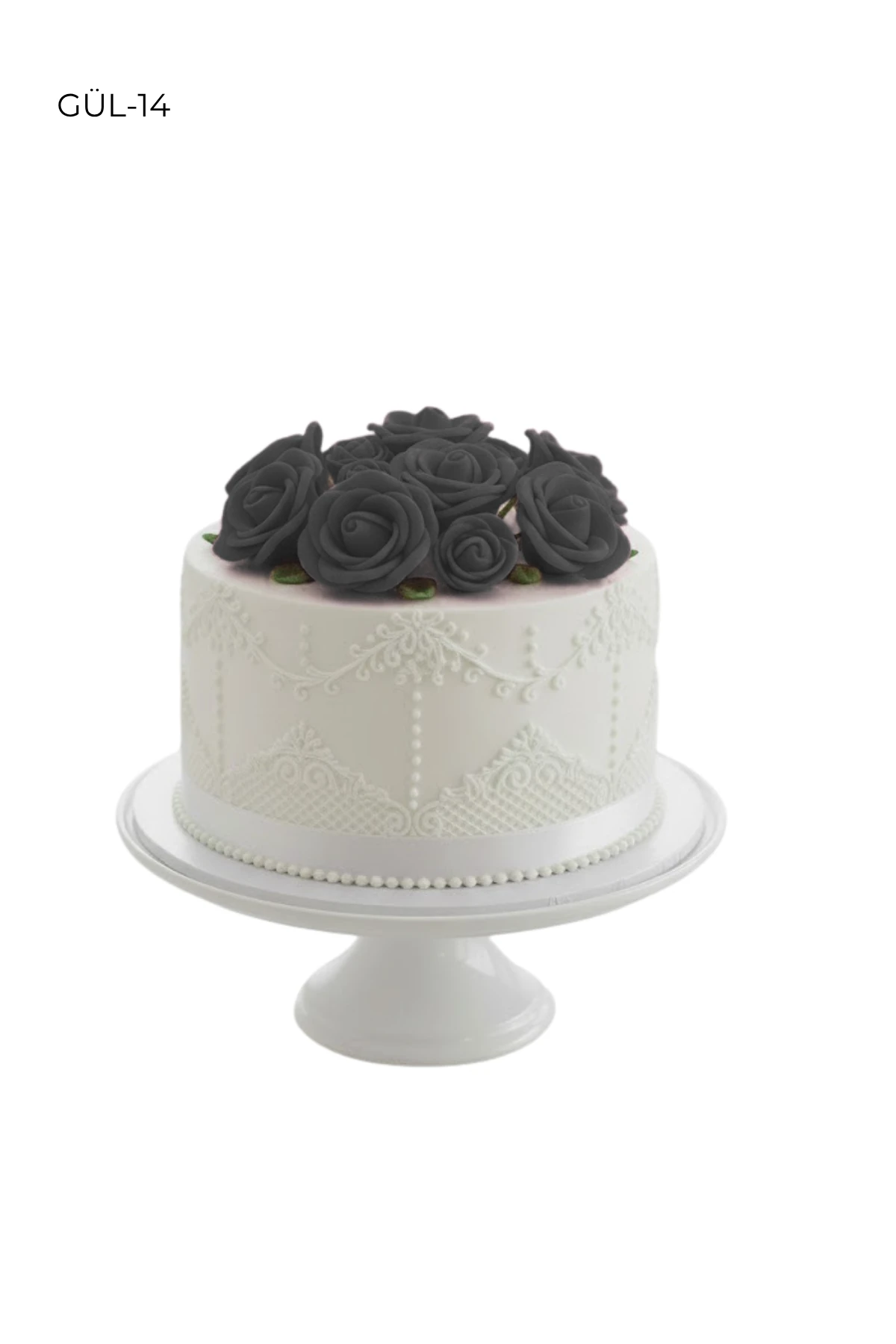 Pasta Üstü Gül Süs 14 Adet Siyah Renk