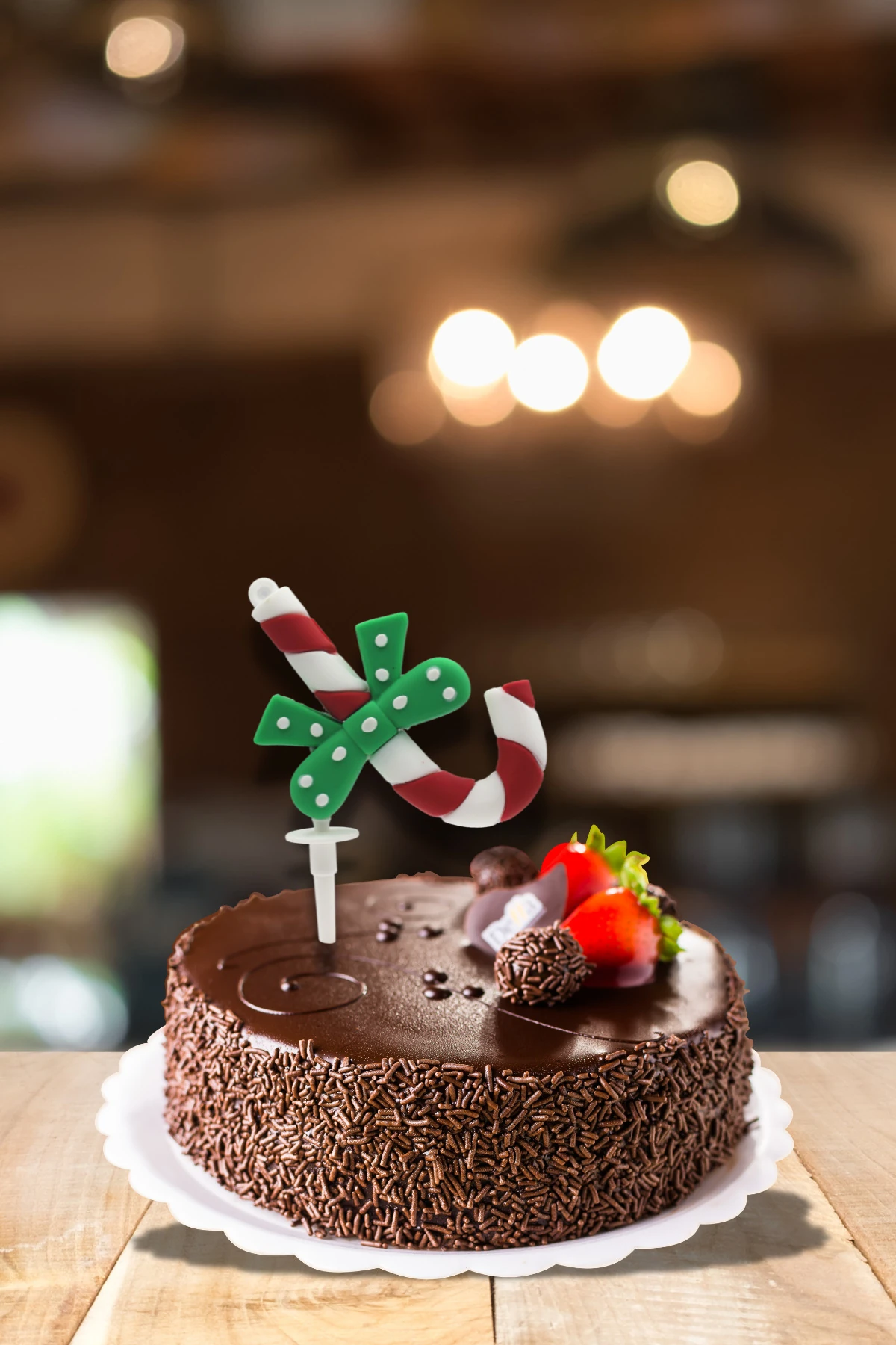 Dekoratif Silikon Pasta Üstü Yılbaşı Süsü 4 Adet Baston(Anahtarlık)