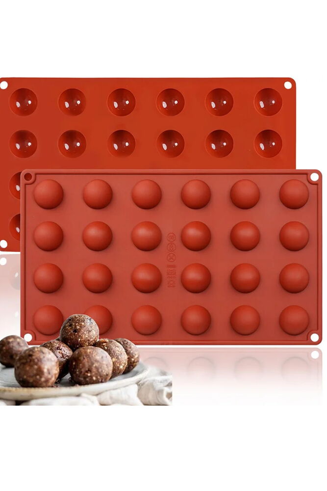 Silikon Yarım Küre Kek / Truffle Kalıbı 24 Bölmeli