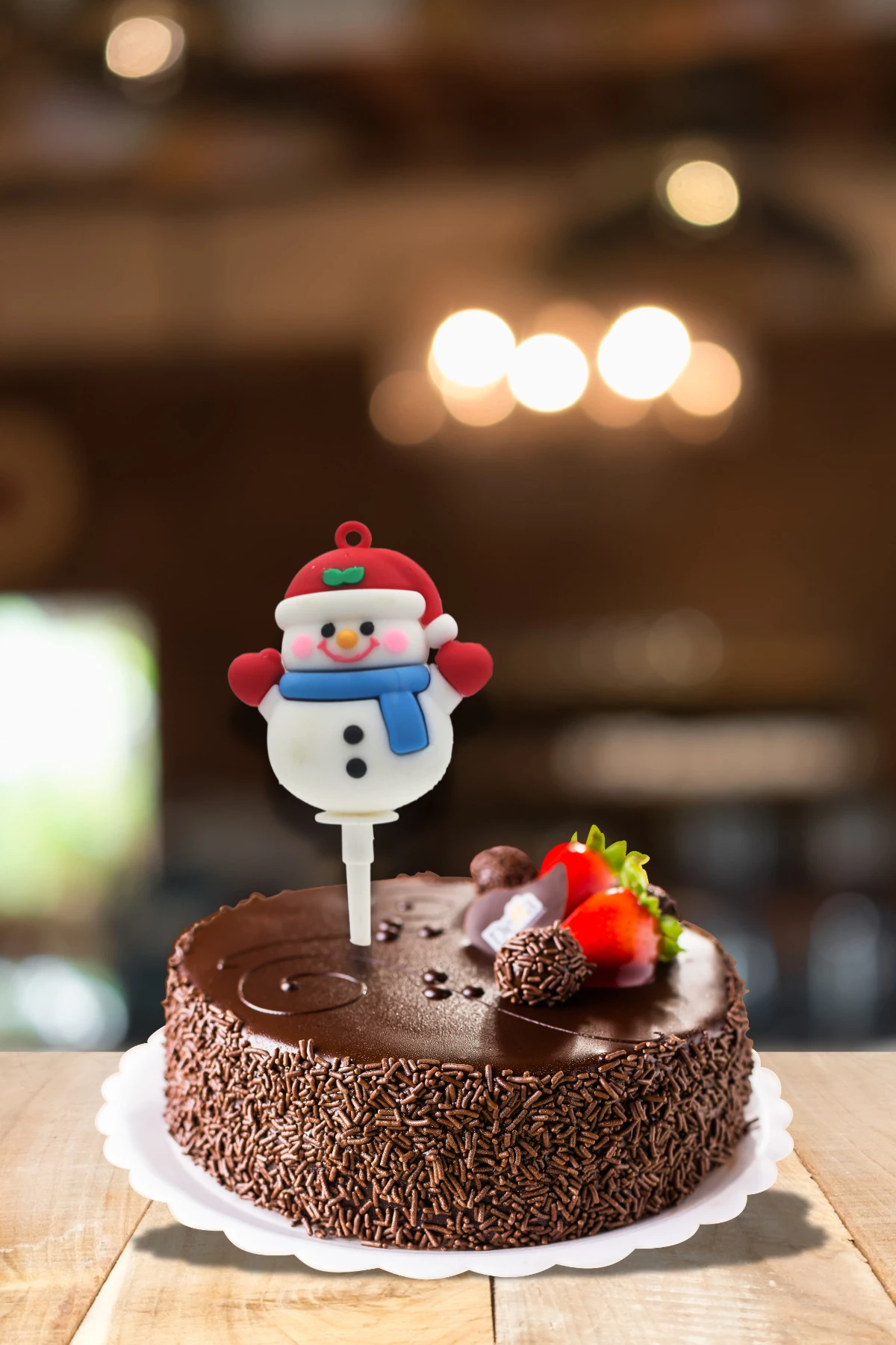 Dekoratif Silikon Pasta Üstü Yılbaşı Süsü 1 Adet Kardan Adam (Anahtarlık)