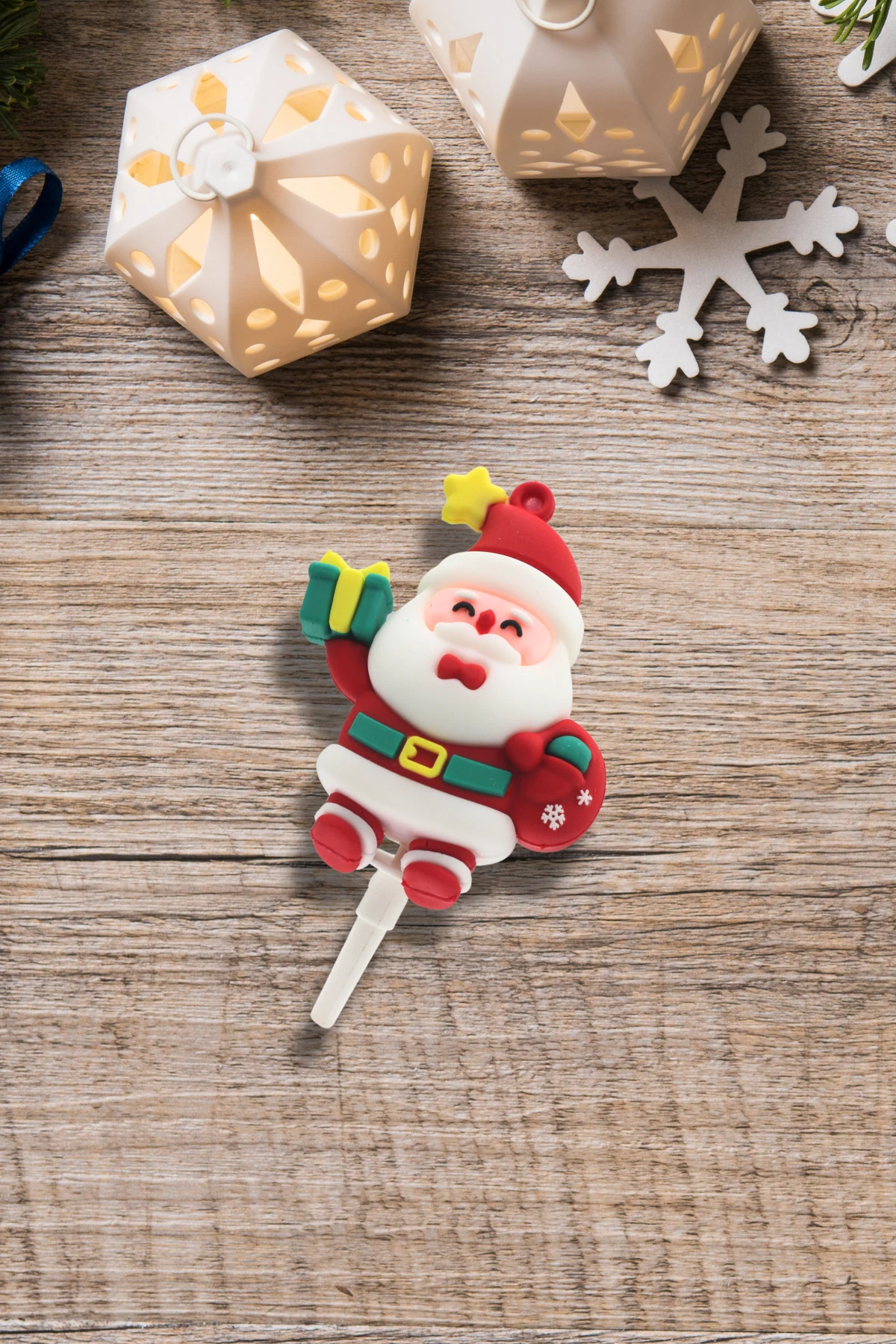 Dekoratif Silikon Pasta Üstü Yılbaşı Süsü 4 Adet Baba (Anahtarlık)