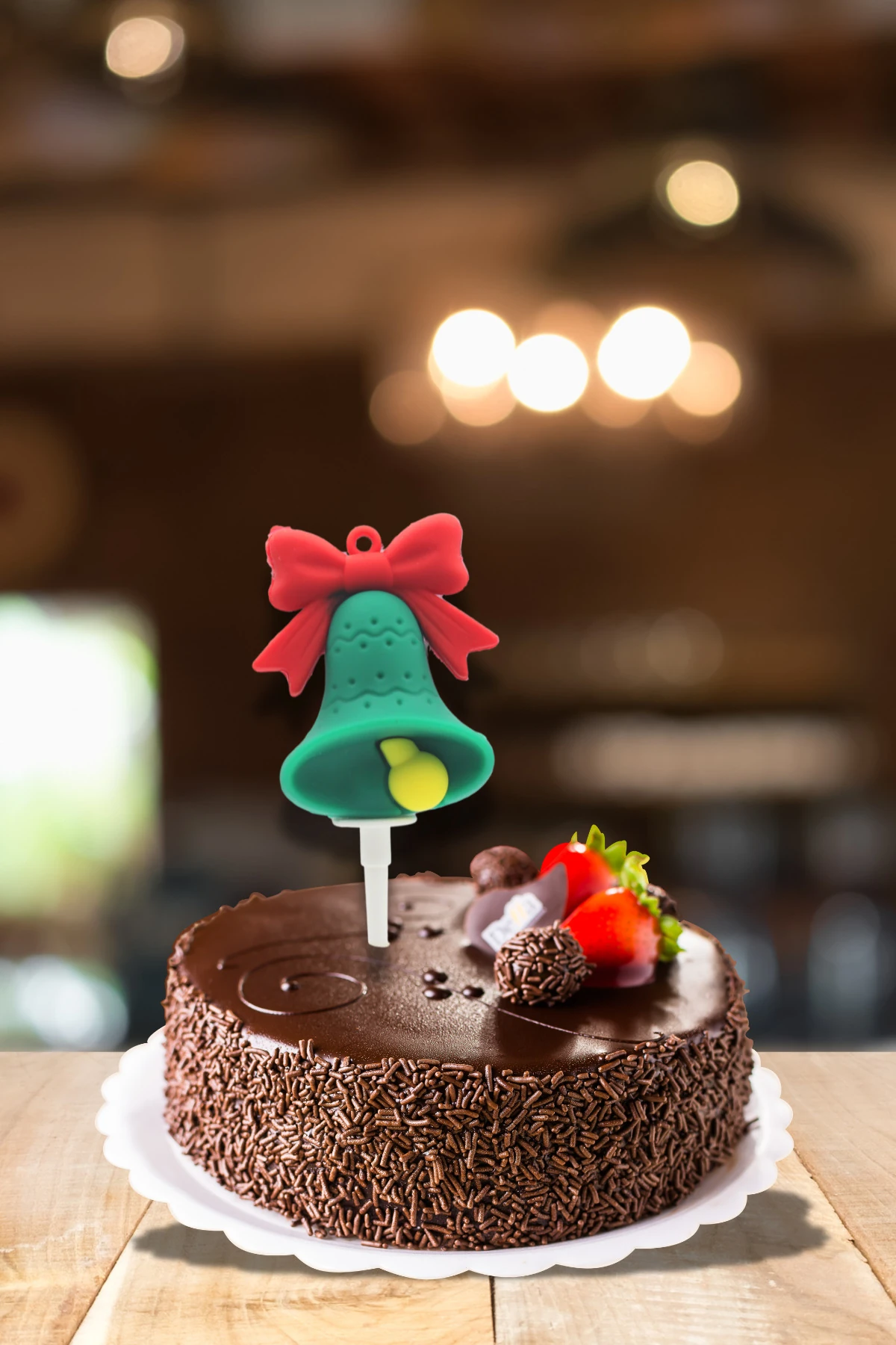 Dekoratif Silikon Pasta Üstü Yılbaşı Süsü 1 Adet Çan (Anahtarlık)