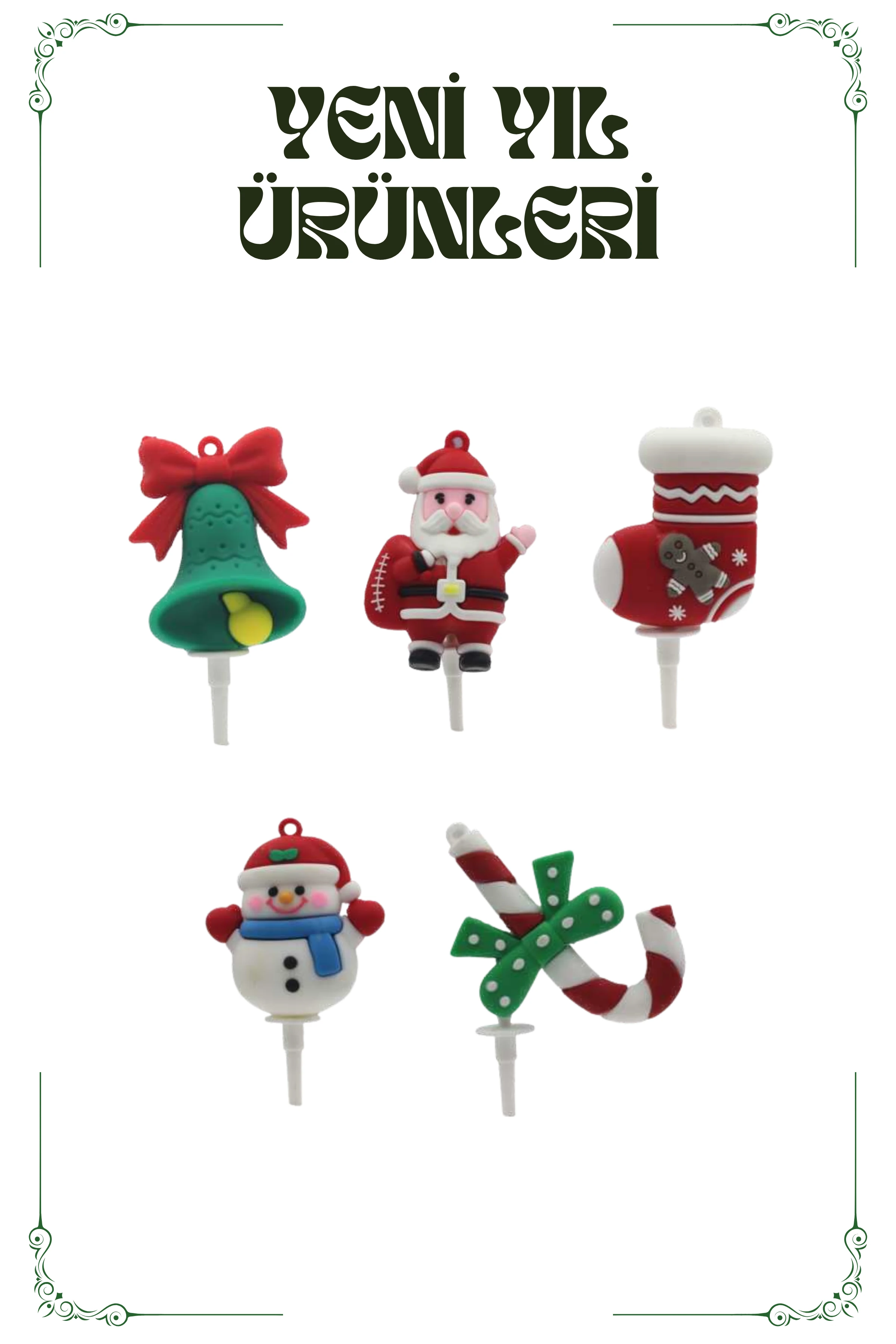 Pasta Üstü Silikon Yılbaşı Süsü 5 Adet