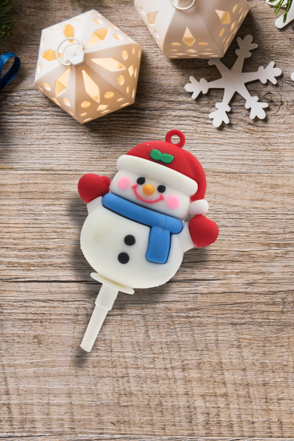 Dekoratif Silikon Pasta Üstü Yılbaşı Süsü 1 Adet Kardan Adam (Anahtarlık)