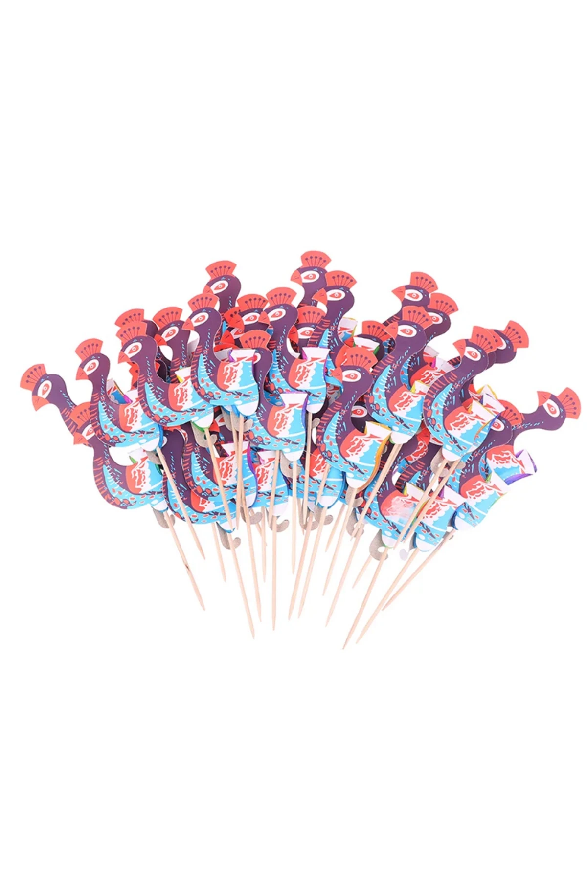 Dekoratif Bambu Kürdan Süs Tavus Kuşu [50 Adet]