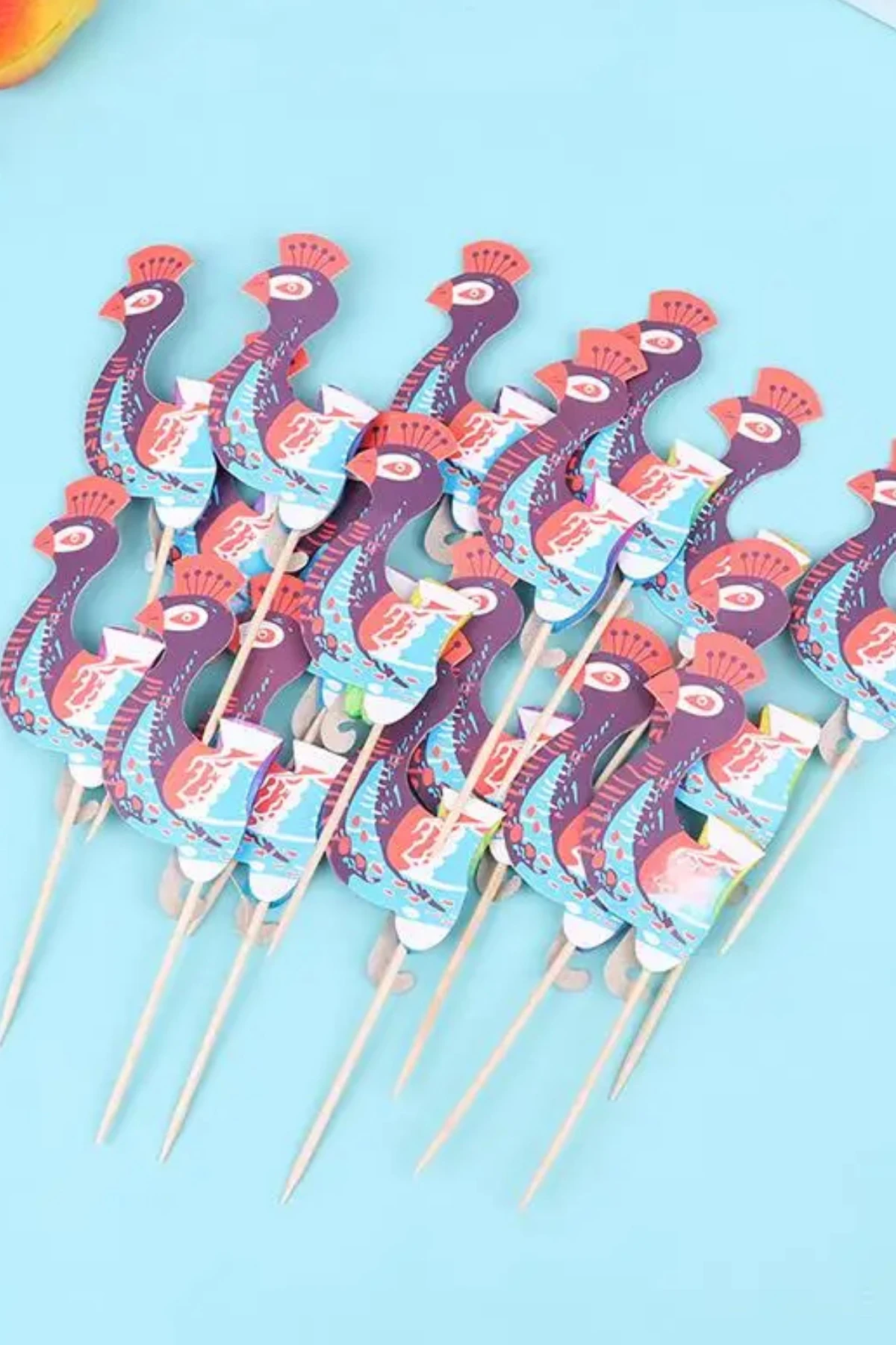 Dekoratif Bambu Kürdan Süs Tavus Kuşu [50 Adet]