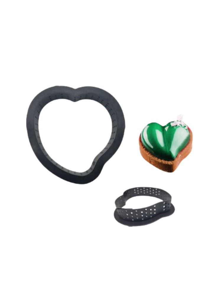DELİKLİ PLASTİK KALP TART HALKASI 6 LI