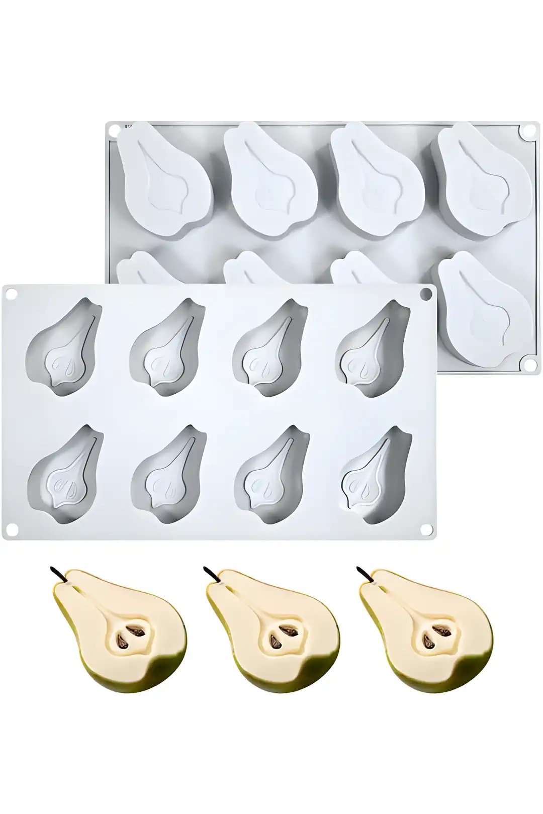 Silikon Mousse Pasta Kalıbı Armut Desenli 