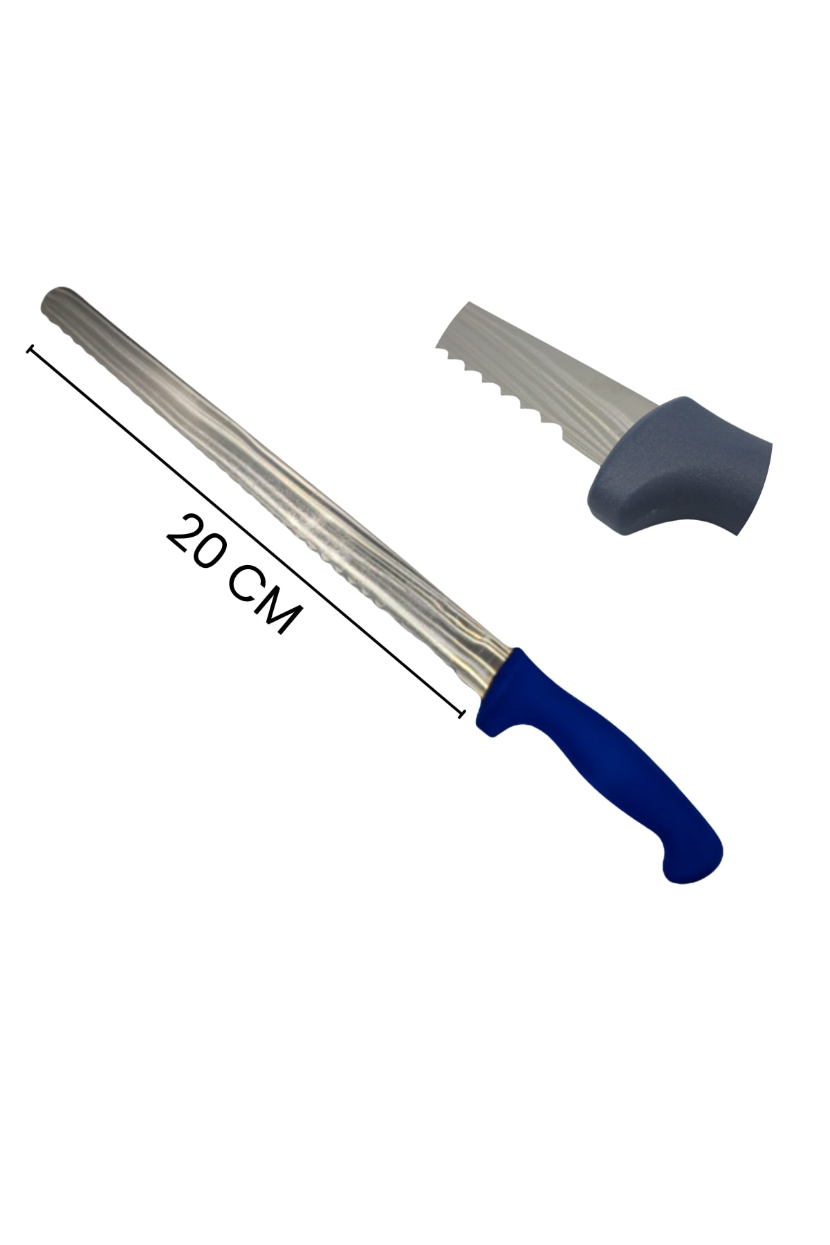 Mavi Saplı Pastacı Bıçağı Kalın Diş 20 CM / Yüksek Kalite