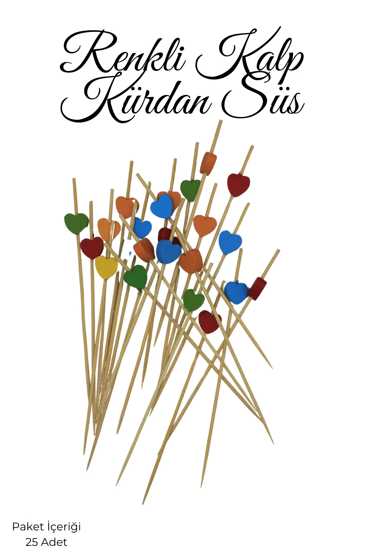 Dekoratif Kürdan Süs Renkli Kalp [20 Adet]