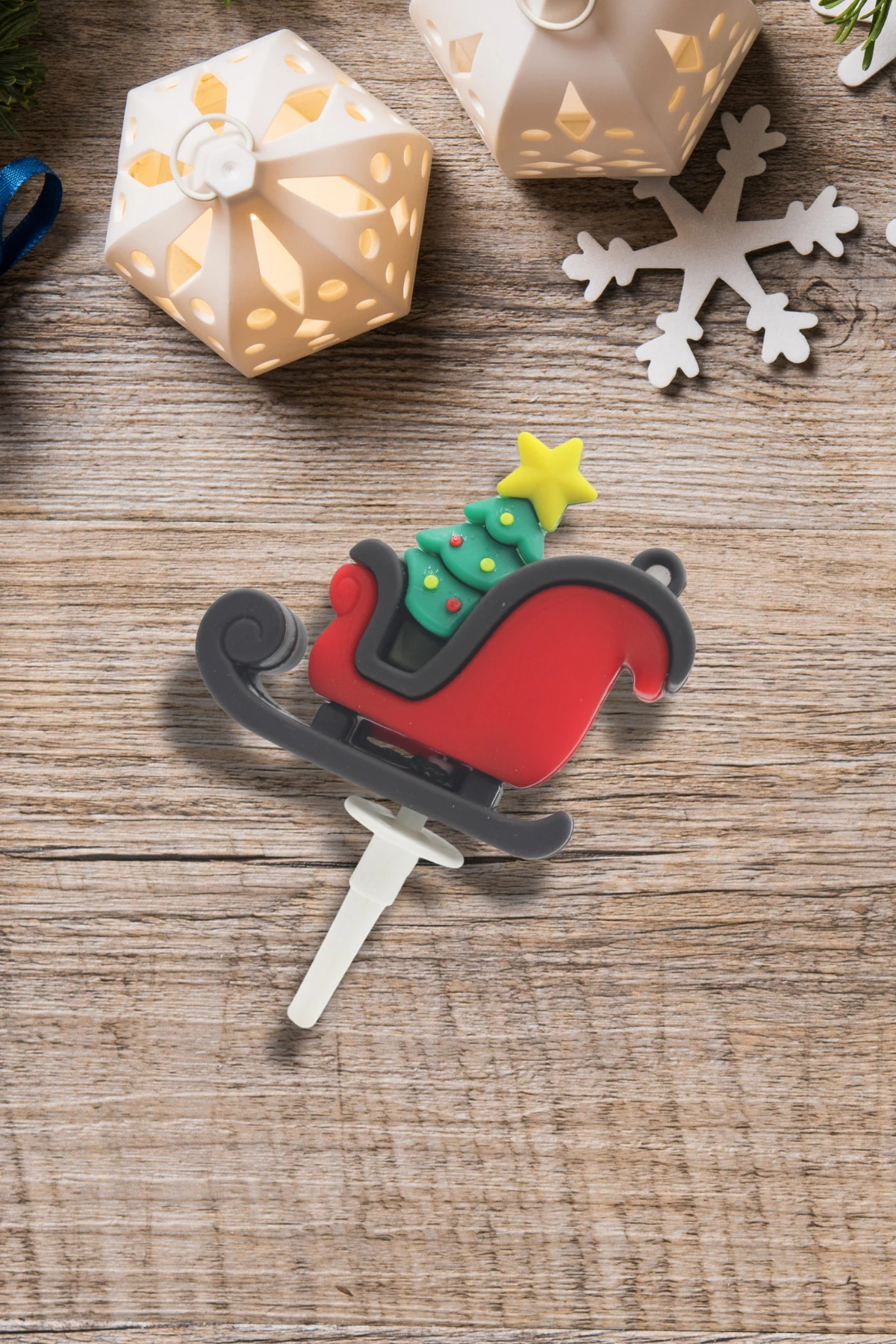 Dekoratif Silikon Pasta Üstü Yılbaşı Süsü 1 Adet Kardan Kızak (Anahtarlık)