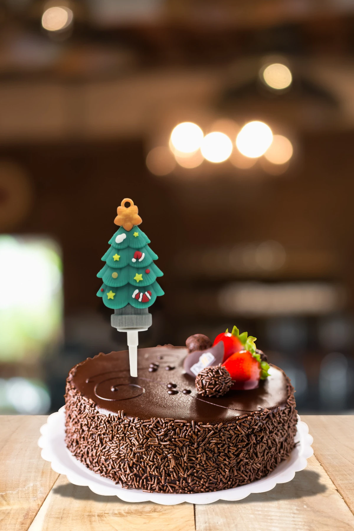 Dekoratif Silikon Pasta Üstü Yılbaşı Süsü 4 Adet Ağaç (Anahtarlık)