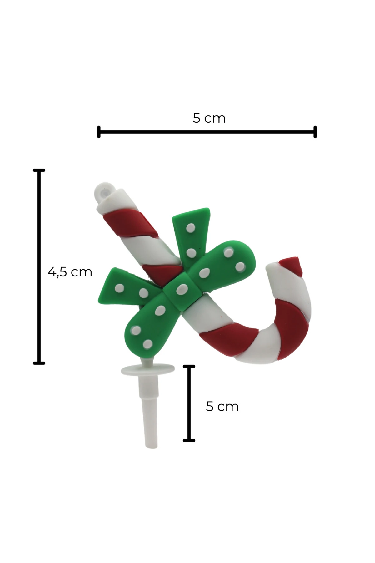 Dekoratif Silikon Pasta Üstü Yılbaşı Süsü 4 Adet Baston(Anahtarlık)