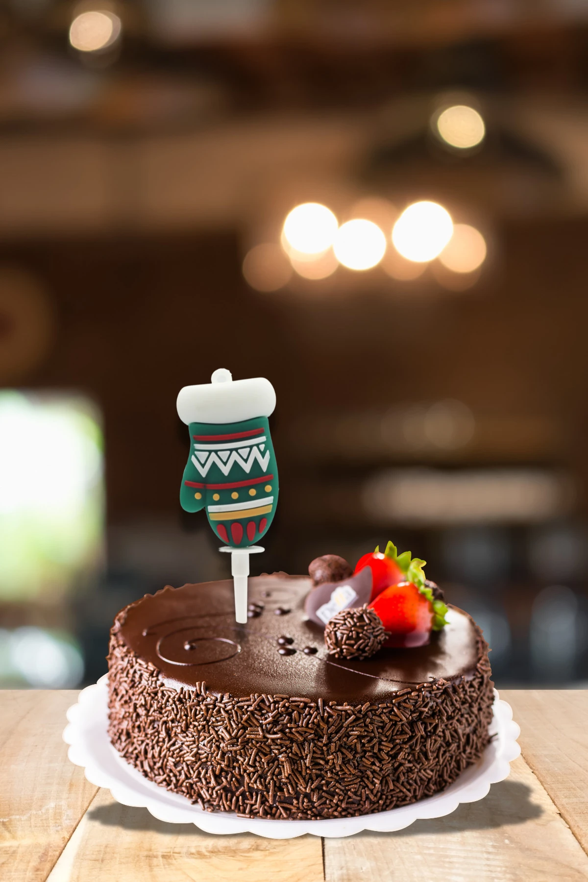 Dekoratif Silikon Pasta Üstü Yılbaşı Süsü 4 Adet Eldiven (Anahtarlık)