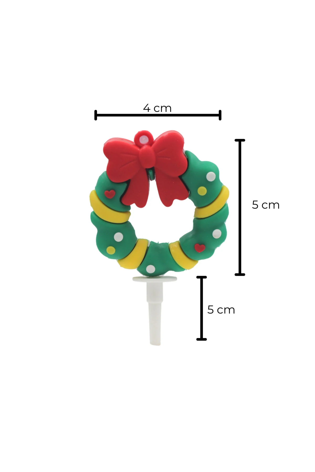 Dekoratif Silikon Pasta Üstü Yılbaşı Süsü 1 Adet Çelenk (Anahtarlık)