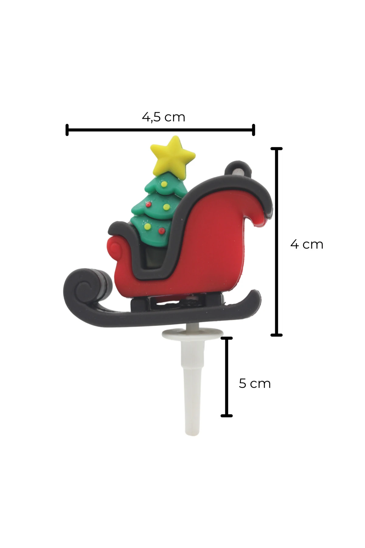 Dekoratif Silikon Pasta Üstü Yılbaşı Süsü 1 Adet Kardan Kızak (Anahtarlık)