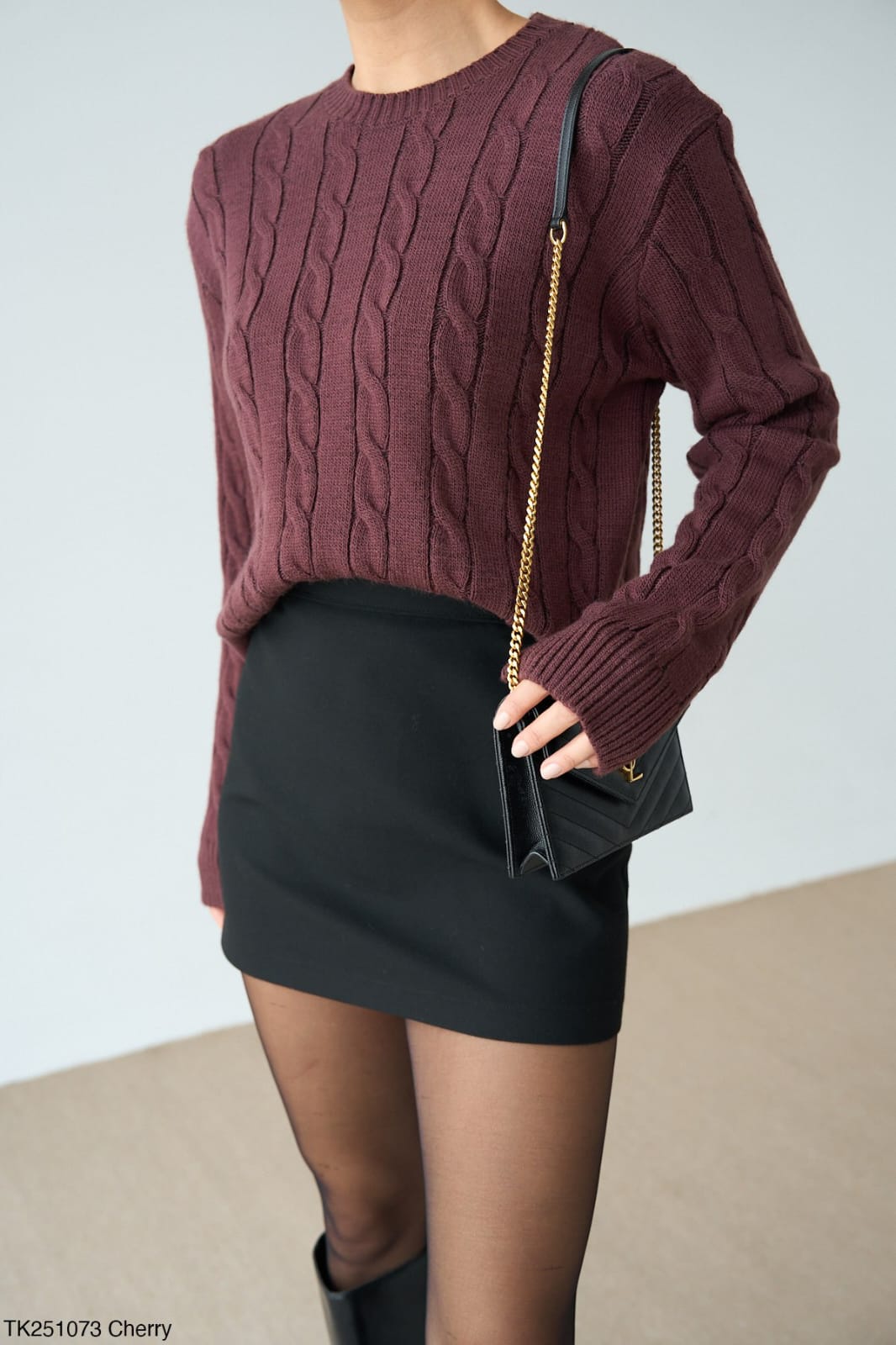 Bordo Örgülü Kazak