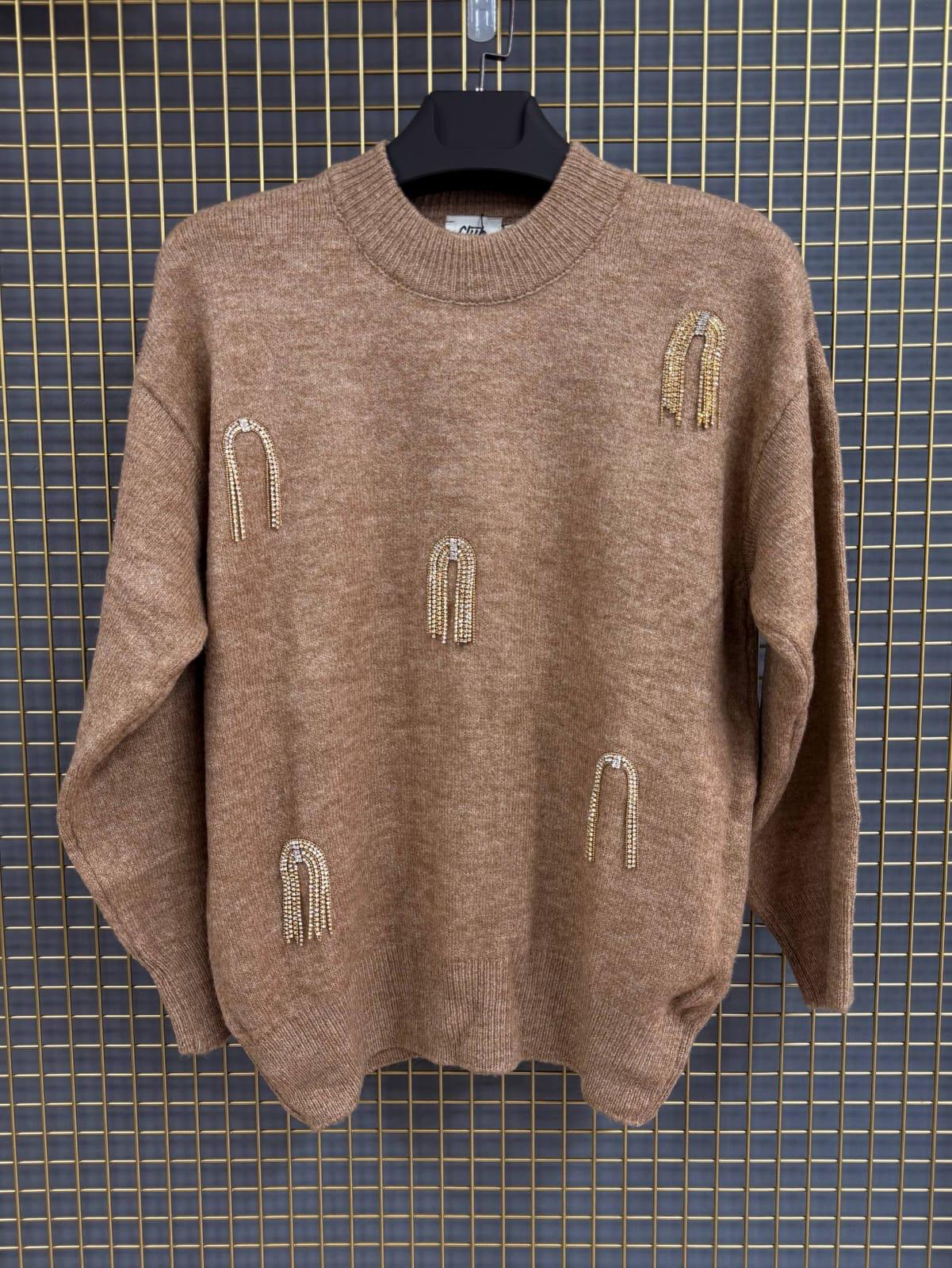 Zincir İşlemeli Triko Kazak