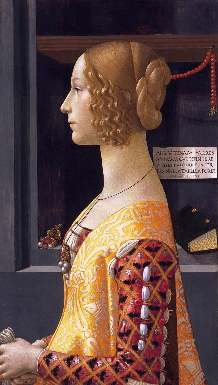 Domenico Ghirlandaio, Giovanna degli Albizzi Tornabuoni'nin Portresi. 1488 dolayları. (Collection Thyssen-Bornemisza, Madrid.)