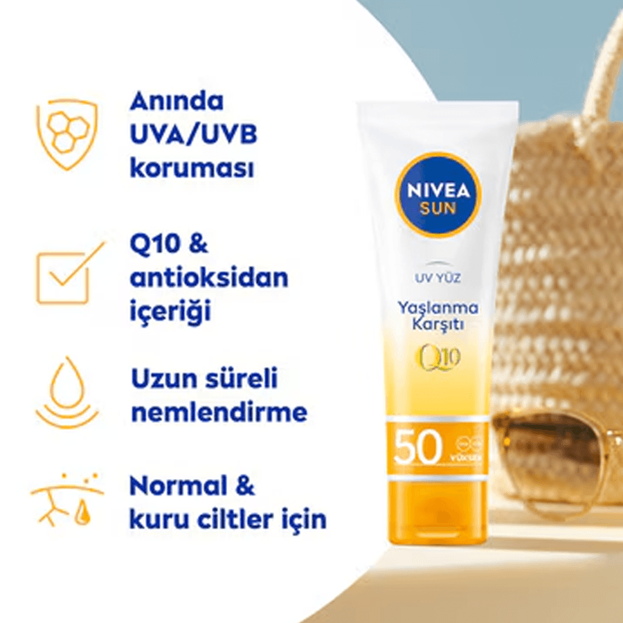 Nivea Sun UV Yaşlanma Karşıtı Q10 Güneş Kremi Gkf 50 50ml