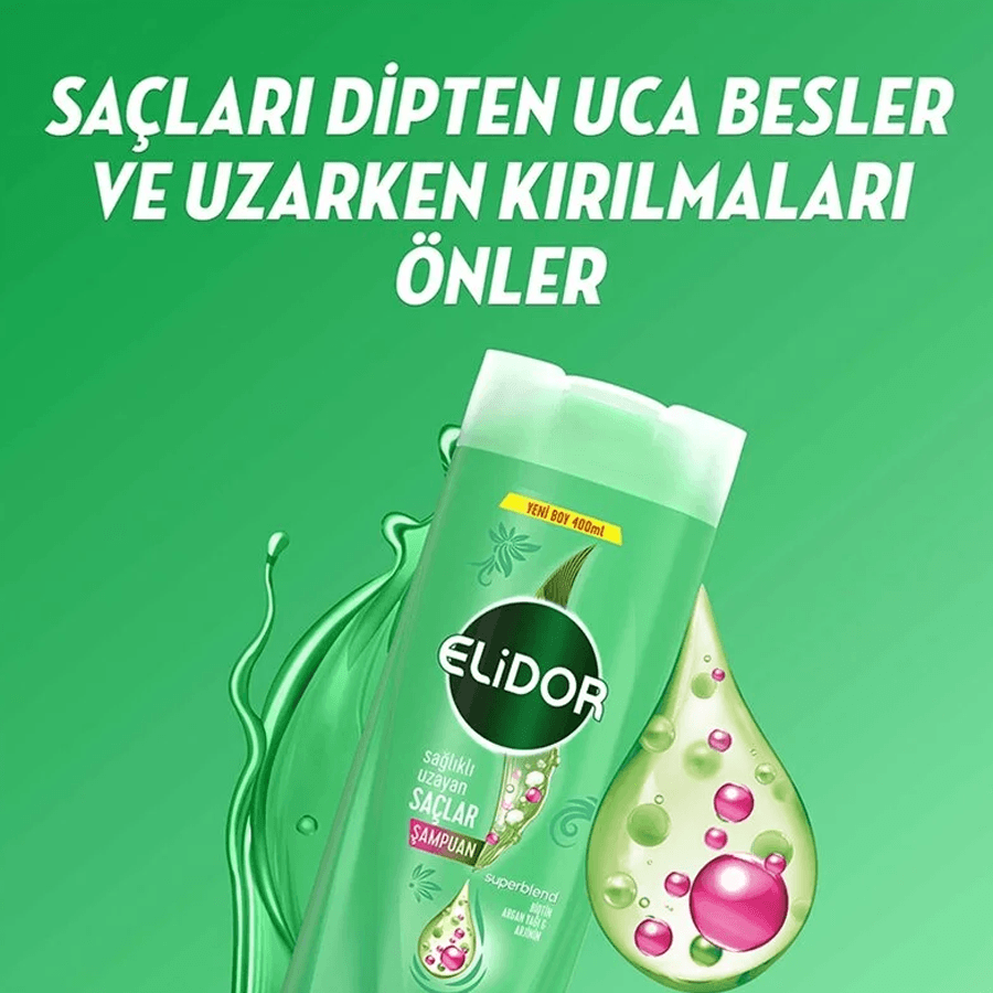 Elidor Superblend Sağlıklı Uzayan Saçlar İçin Saç Bakım Şampuanı 400ml