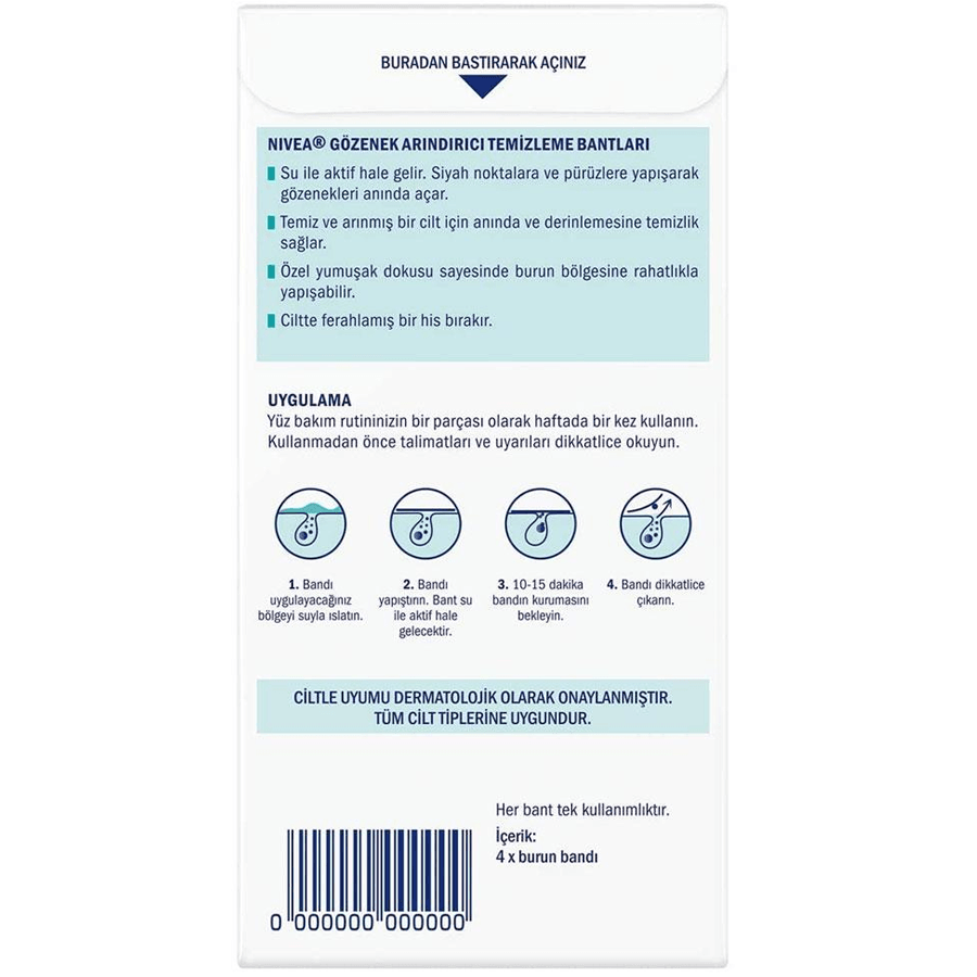 Nivea T-Bölgesi & Siyah Nokta Temizleyici Bantlar 4 Adet