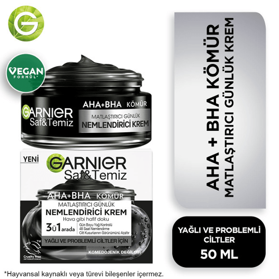 Garnier Saf ve Temiz AHA BHA Kömür Nem Krem 50ml