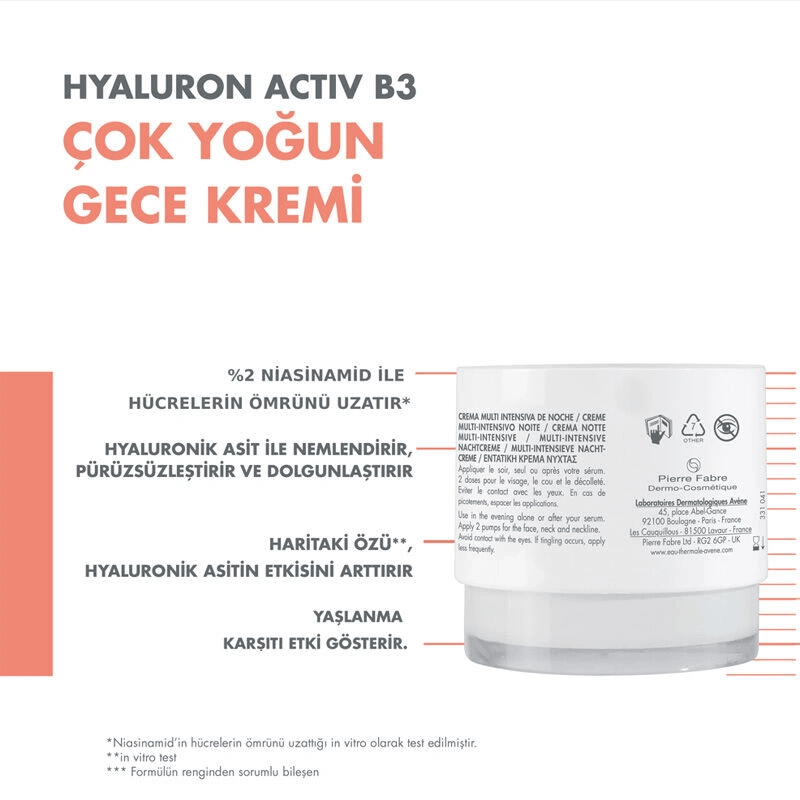 Avene Hyaluron Activ B3 Nuit Cream 40ml-Gece Kremi