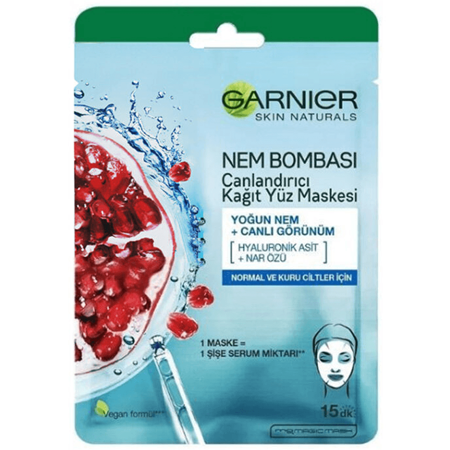 Garnier Mavi Canlandırıcı Nem Bombası Kağıt Maske 28gr