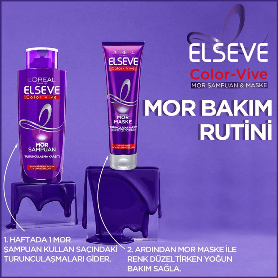 Loreal Paris Elseve Color Vive Mor Maske 150ml-Turunculaşma Karşıtı